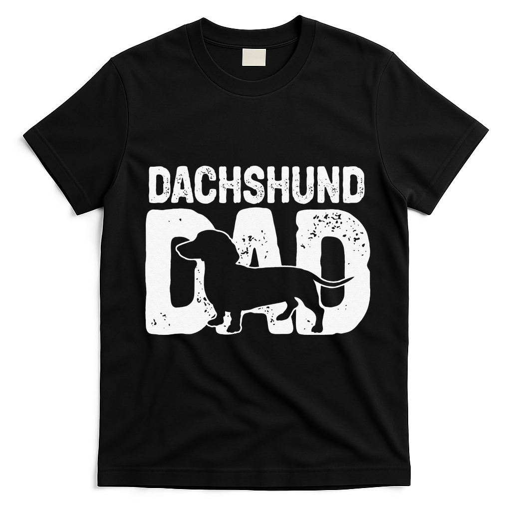 Funny Dachshund Dad Dog Lover Dachshund Father Dog Owner T-Shirt - Black