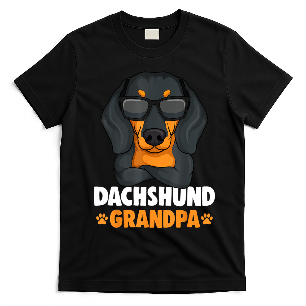 Funny Dachshund Grandpa Cute Weiner Dog Best Gift T-Shirt - Black