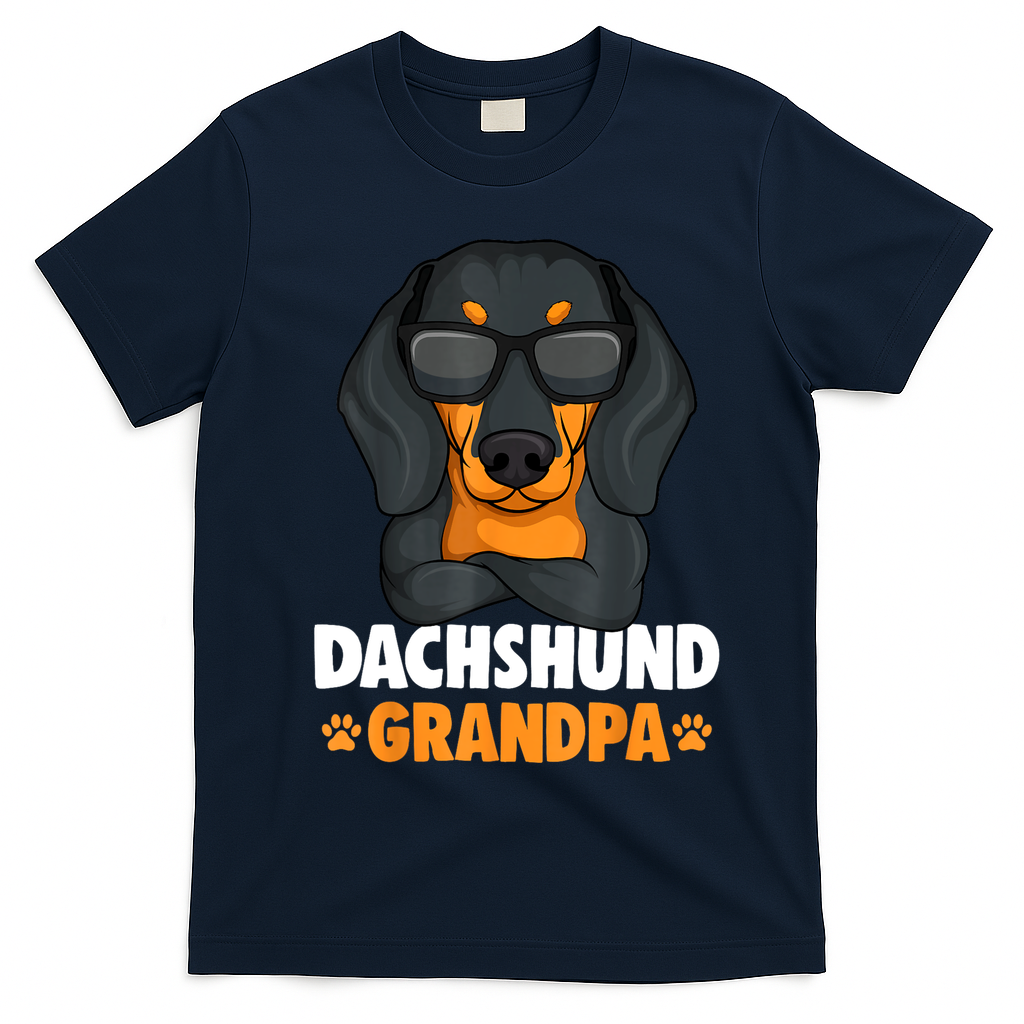 Funny Dachshund Grandpa Cute Weiner Dog Best Gift T-Shirt - Navy Blue