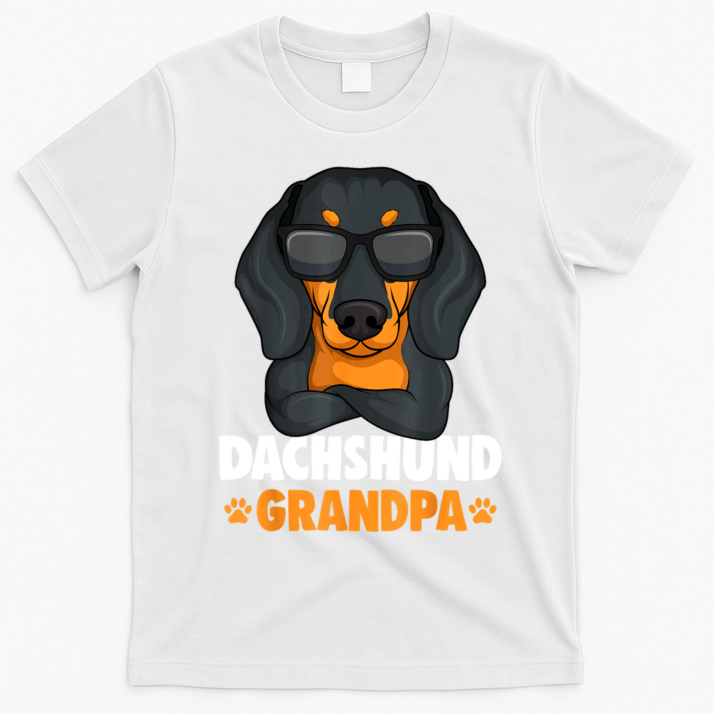 Funny Dachshund Grandpa Cute Weiner Dog Best Gift T-Shirt - White
