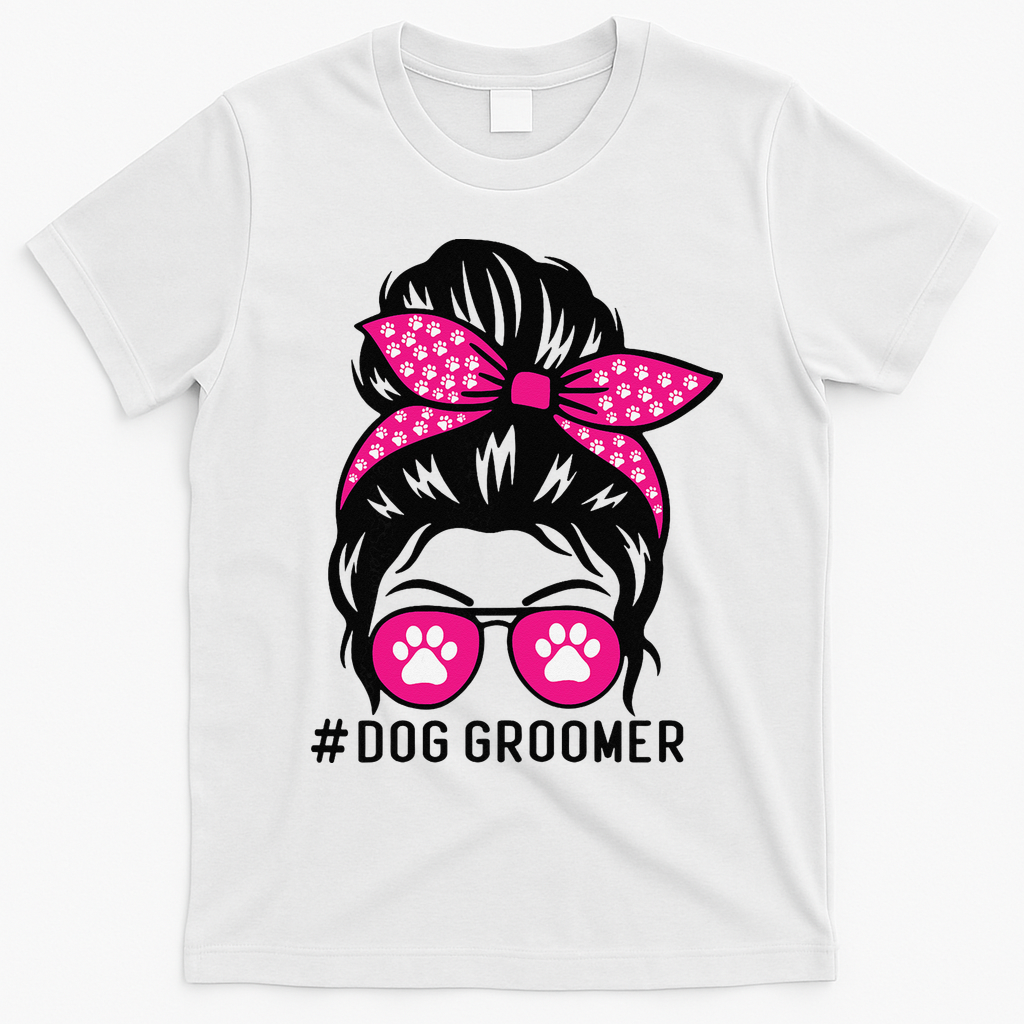 Funny Dog Groomer Grooming Pet Stylist Lady T-Shirt - White