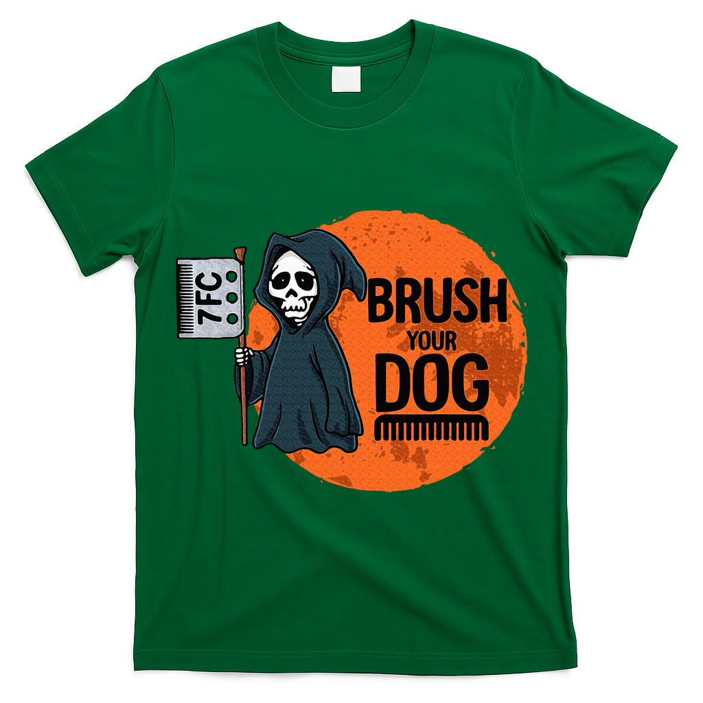 Funny Dog Groomer Brush Your Dog Grooming Reaper Halloween T-Shirt