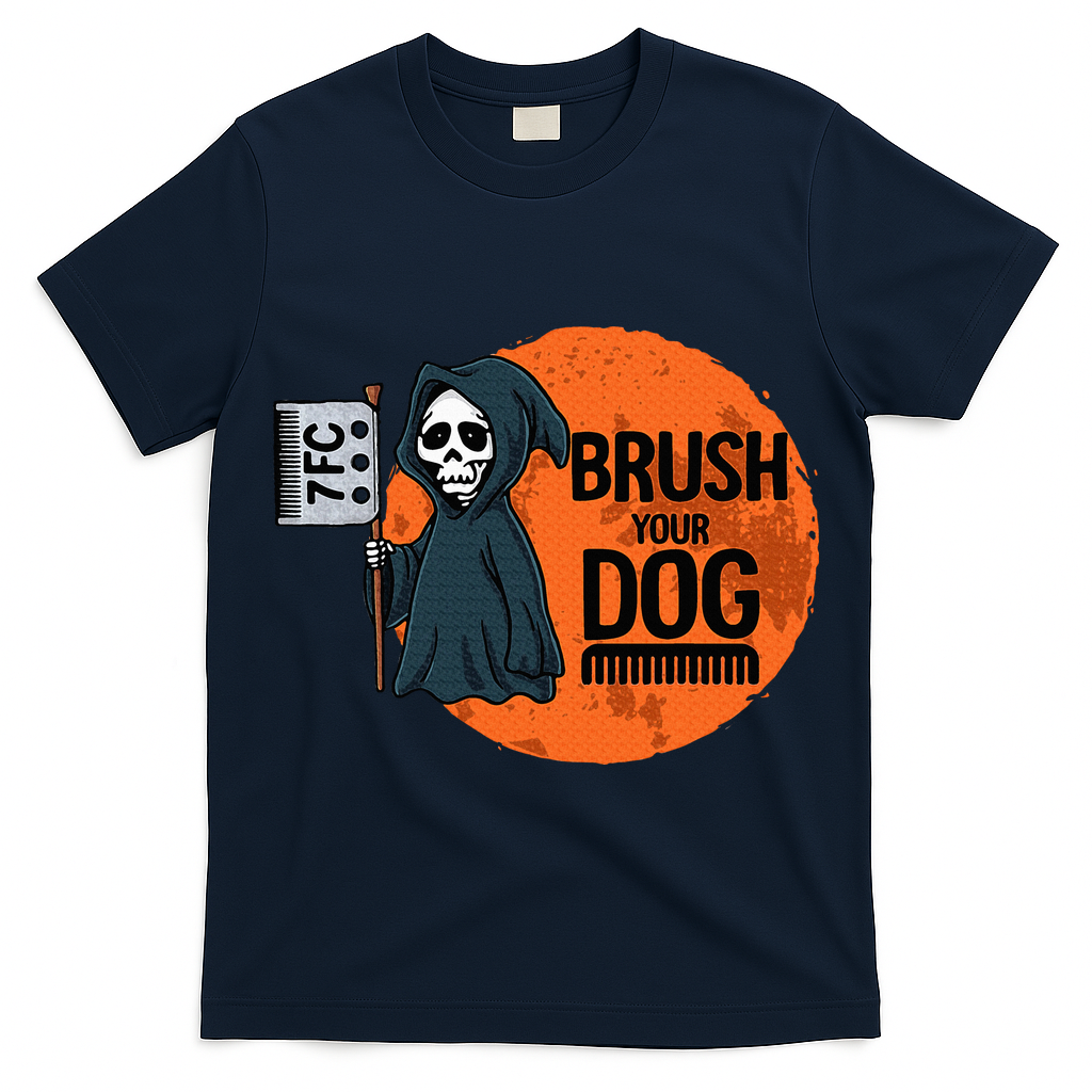 Funny Dog Groomer Brush Your Dog Grooming Reaper Halloween T-Shirt