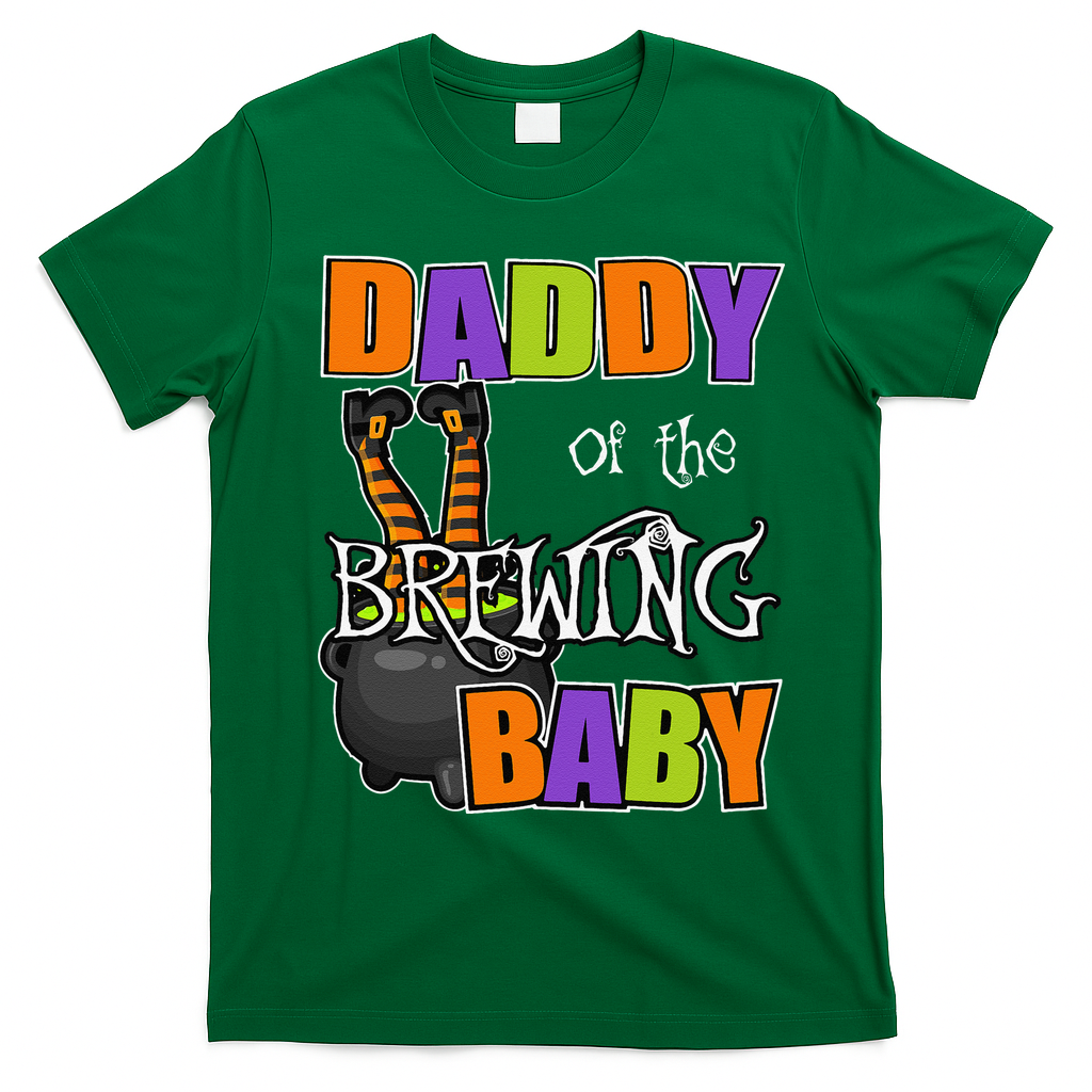 Funny Daddy Of Brewing Baby Halloween Theme Baby Shower Spooky T-Shirt - Irish Green