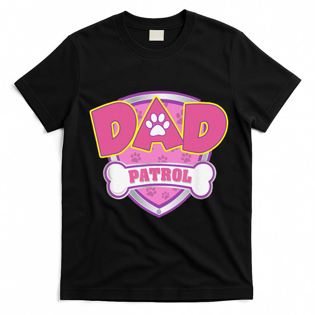 Funny Dad Patrol Dog Mom, Dad For Women T-Shirt - Black