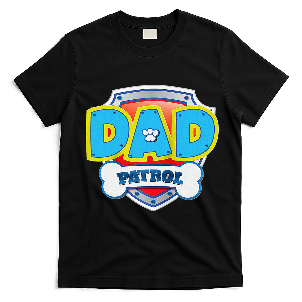 Funny Dad Patrol Dog Gift Birthday Party T-Shirt - Black