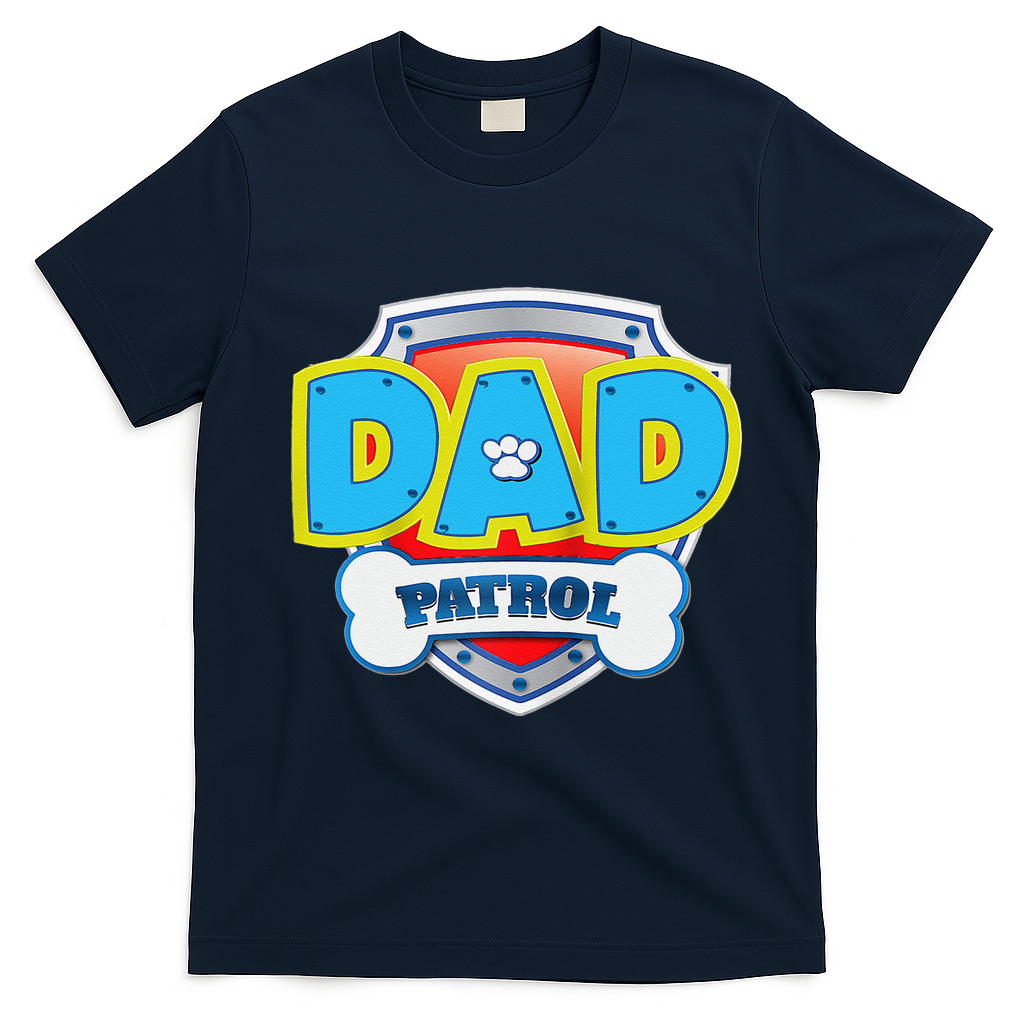Funny Dad Patrol Dog Gift Birthday Party T-Shirt - Navy Blue