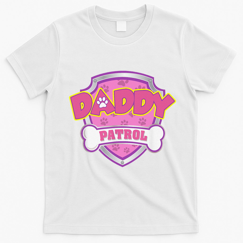 Funny Daddy Patrol Dog Mom, Dad For Women Gift T-Shirt - White