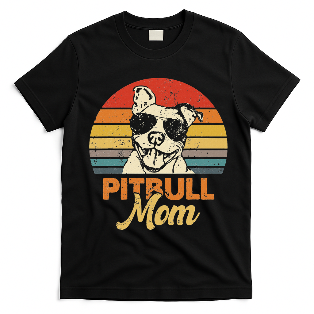 Funny Dog Pitbull Mom Pittie Mom Mother's Day T-Shirt - Black
