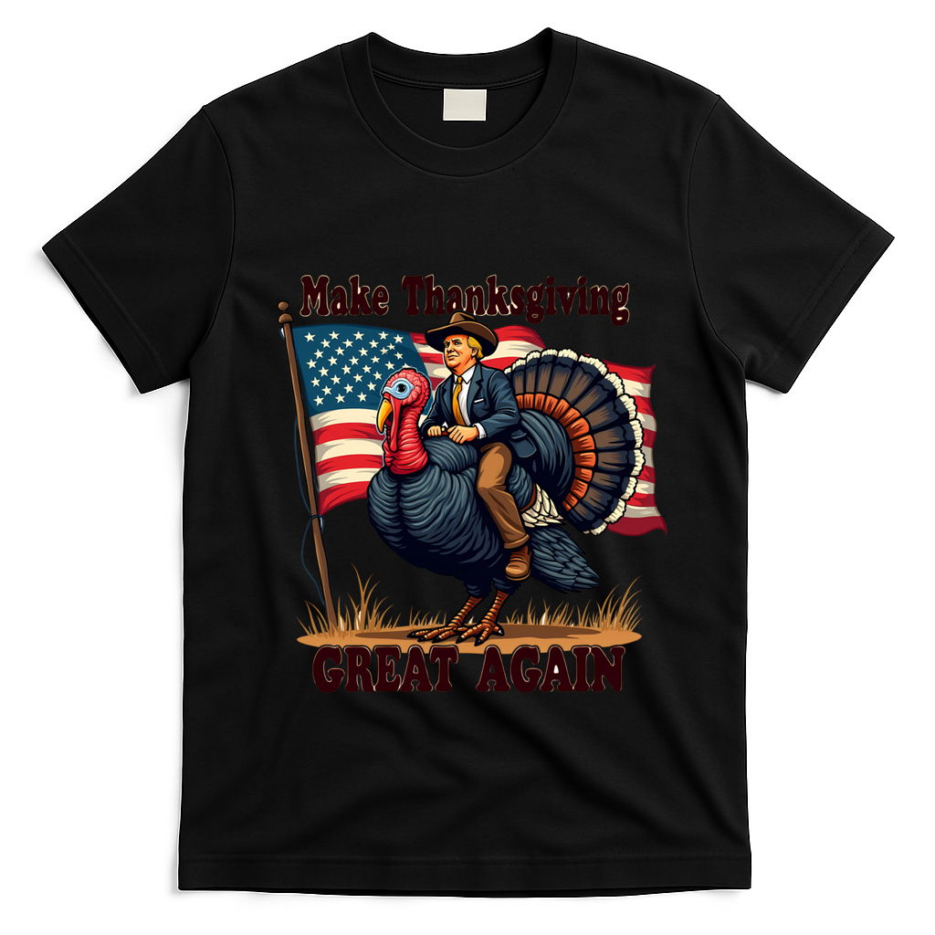 Funny Donald Trump Make Thanksgiving Turkeys Great Again Gift T-Shirt - Black
