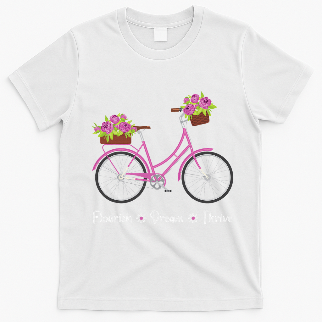 Flourish Dream Thrive Floral Bike Bicycle Subtle 8647 Trump T-Shirt - White