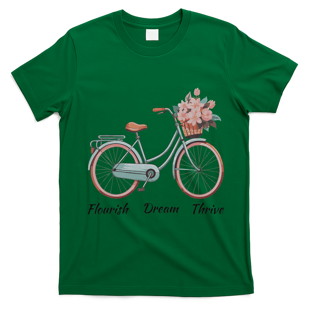 Flourish Dream Thrive Floral Bike Trump Subtle Resist T-Shirt - Irish Green