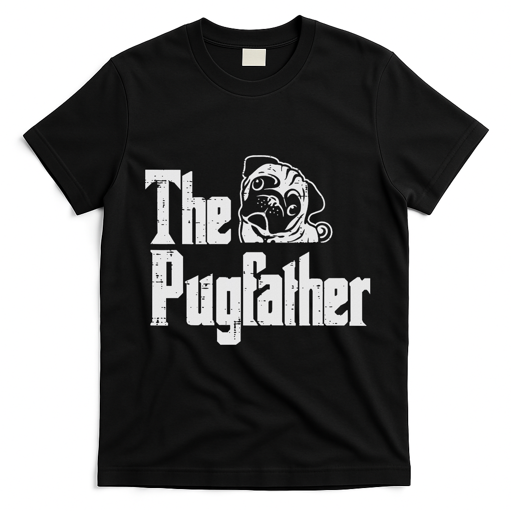 Fathers Day The Pug Father Pug Daddy Papa Fur Dad Dog Owner T-Shirt - Black