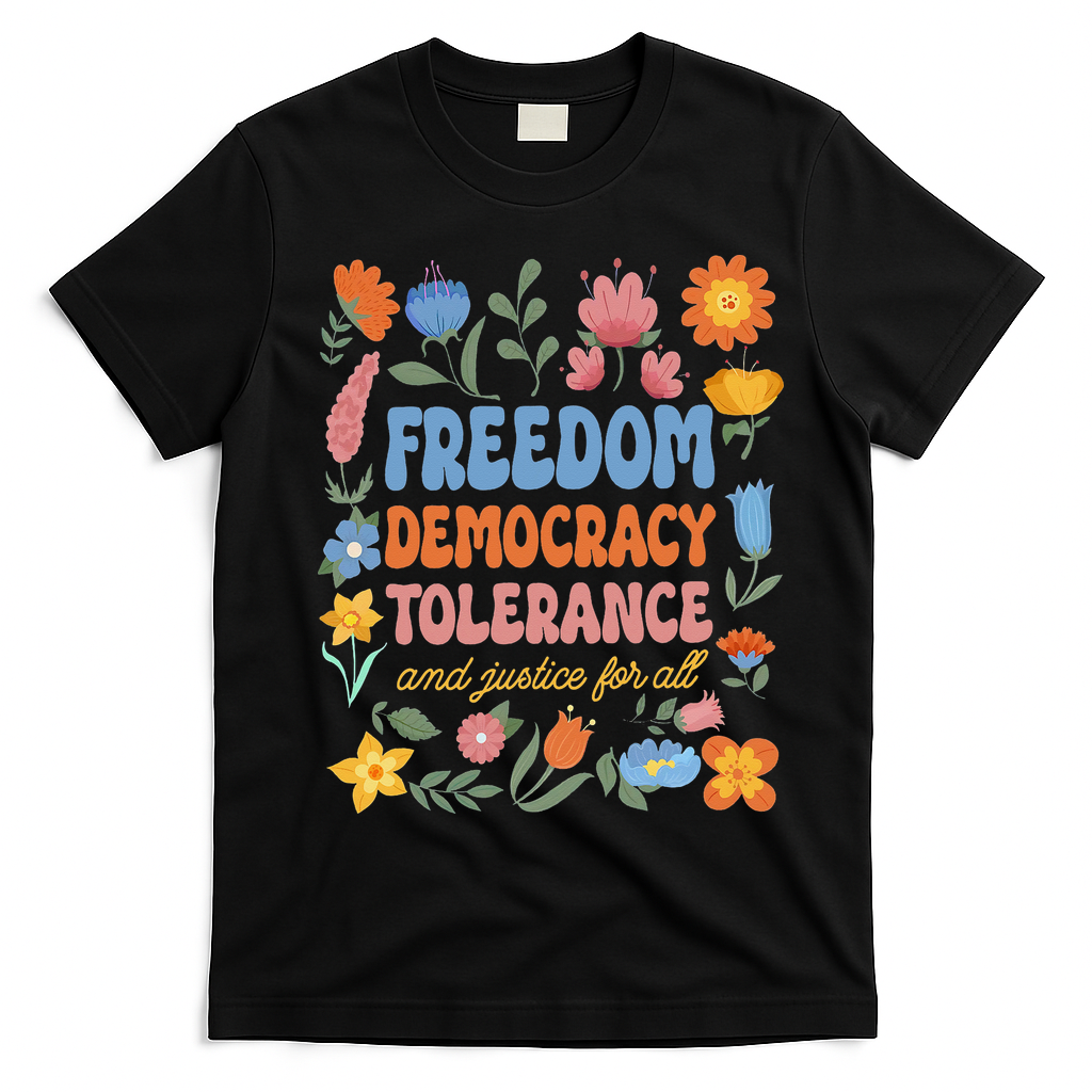 Freedom Democracy Tolerance Justice All Subtle Resist Trump T-Shirt - Black