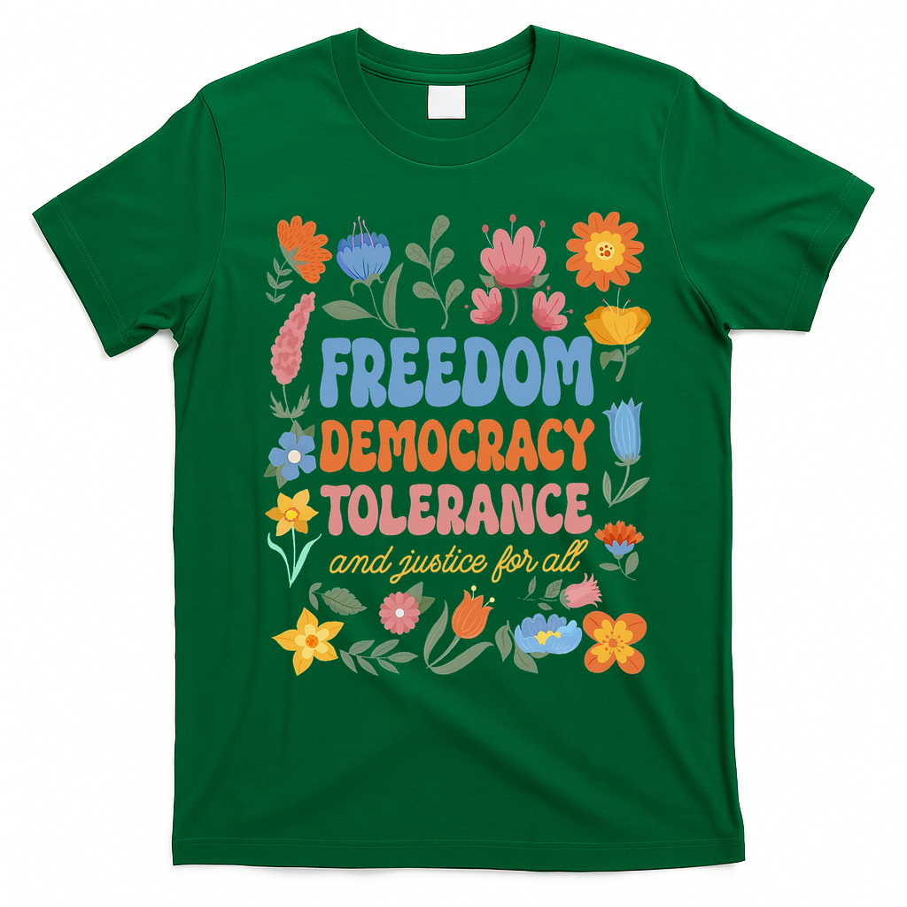 Freedom Democracy Tolerance Justice All Subtle Resist Trump T-Shirt - Irish Green