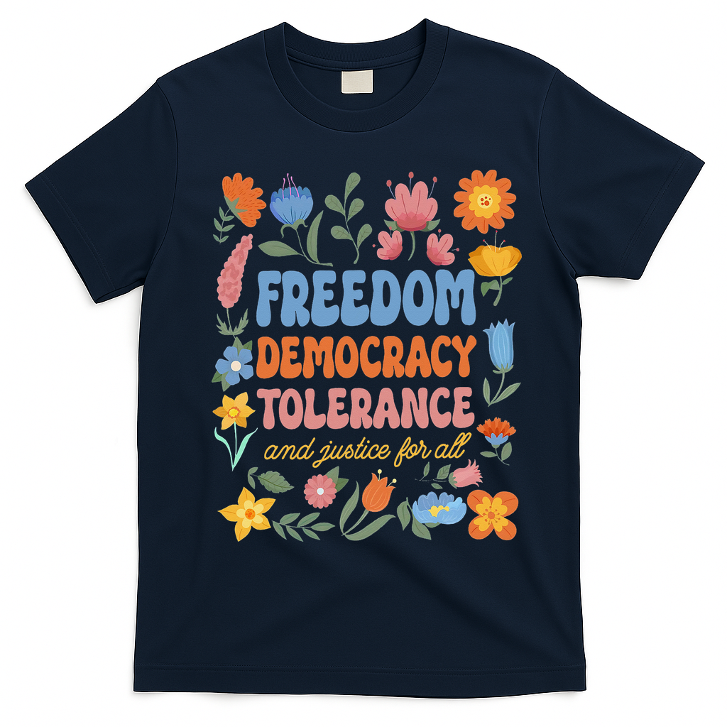 Freedom Democracy Tolerance Justice All Subtle Resist Trump T-Shirt - Navy Blue
