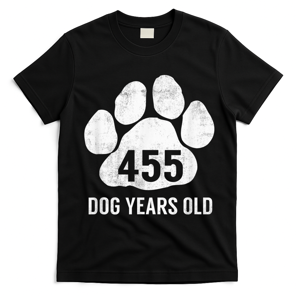 Funny Dog Years Old Vintage 65th Birthday Gag Gift T-Shirt - Black