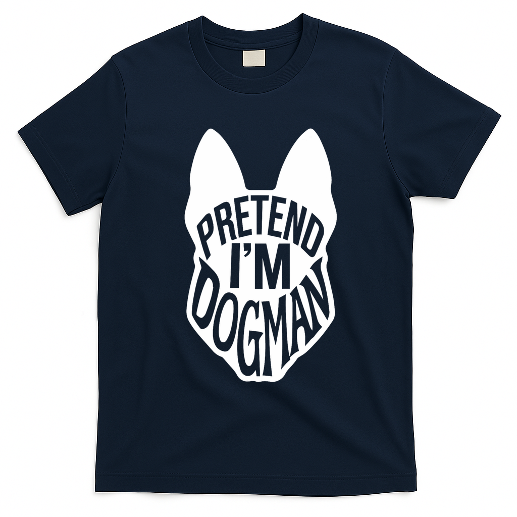 Funny Easy Adult Halloween Costumes Pretend I'm Dogman T-Shirt - Navy Blue