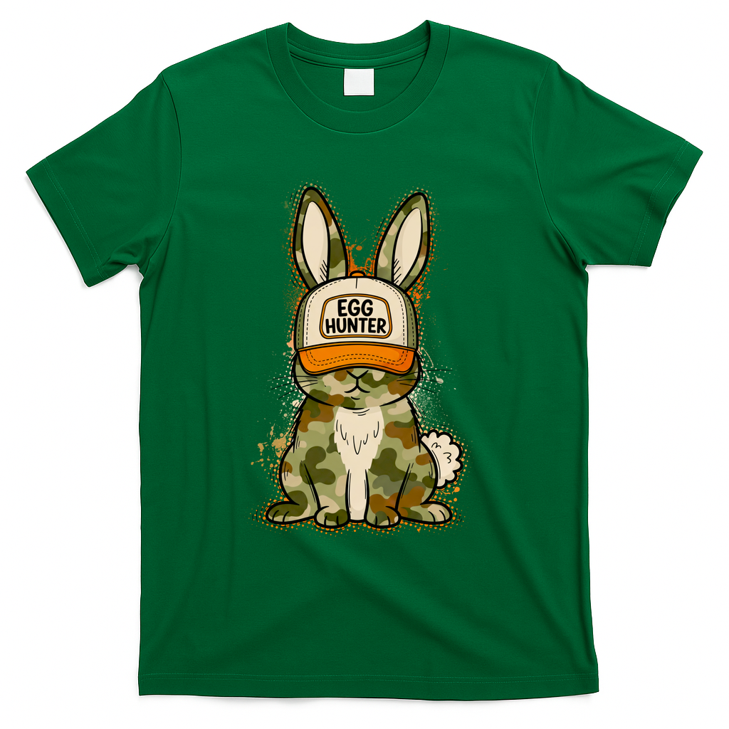 Funny Easter Egg Hunter Camouflage Bunny Rabbit T-Shirt - Green
