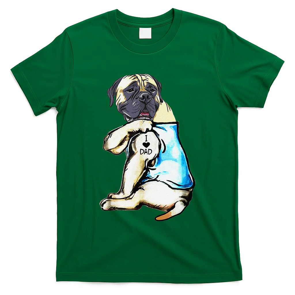 Funny English Mastiff Dog I Love Dad Tattoo English Mastiff T-Shirt
