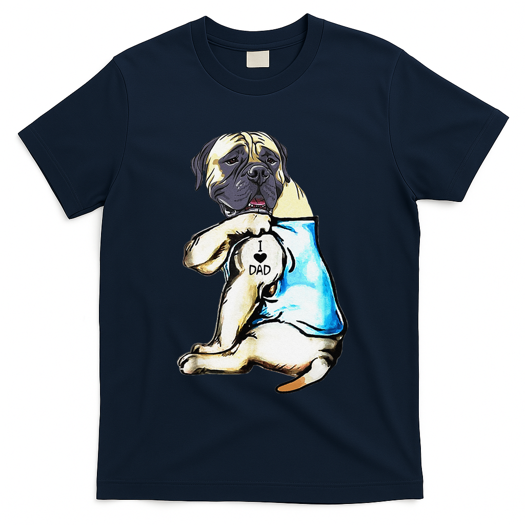 Funny English Mastiff Dog I Love Dad Tattoo English Mastiff T-Shirt