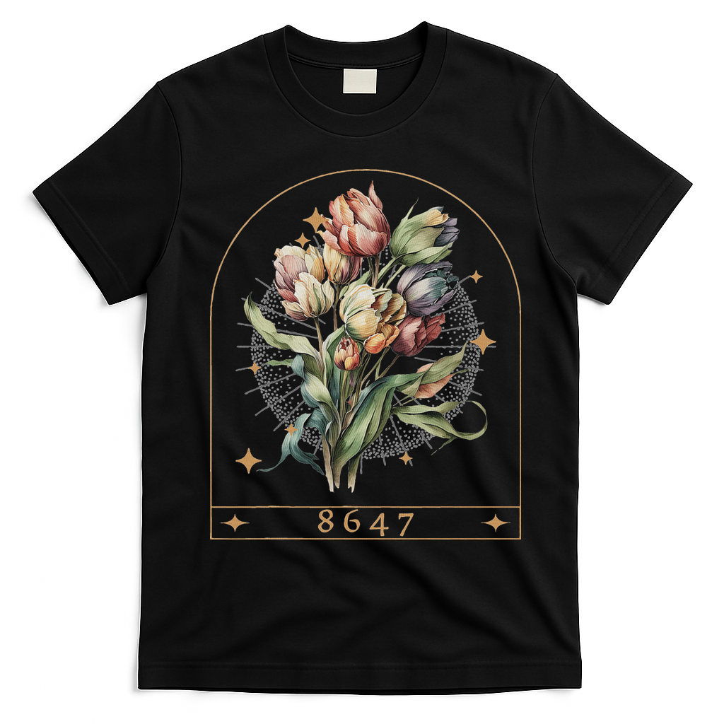 Floral Feminist 8647 Anti Trump Human Right T-Shirt - Black
