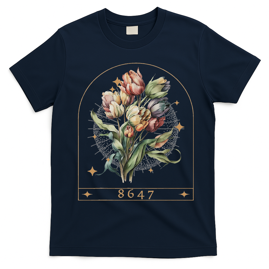 Floral Feminist 8647 Anti Trump Human Right T-Shirt - Navy Blue