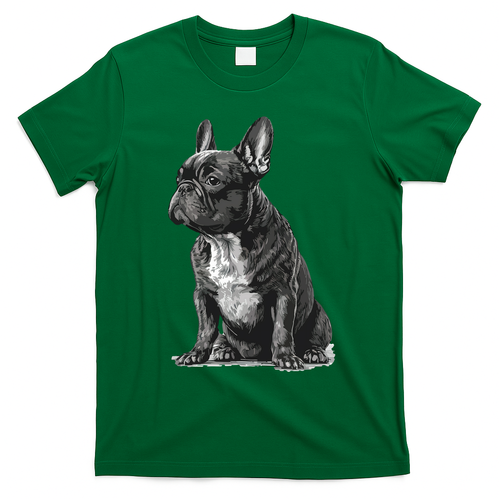 Funny French Bulldog Frenchie Black And White T-Shirt - Irish Green