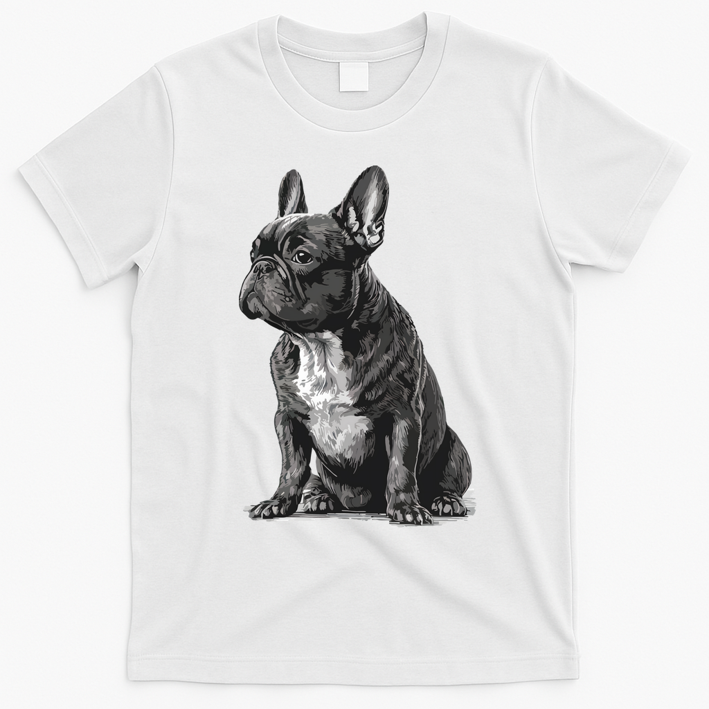 Funny French Bulldog Frenchie Black And White T-Shirt - White