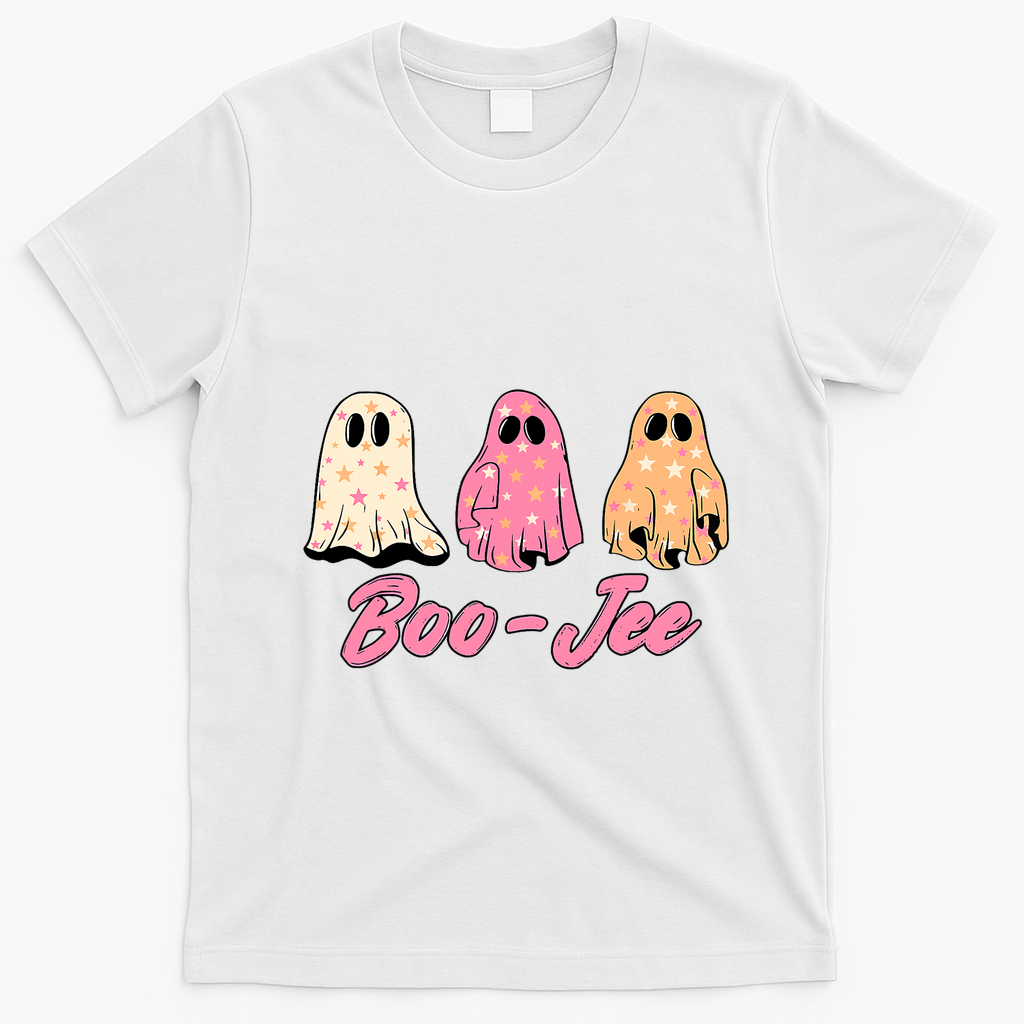 Funny Fall Halloween Ghost Boujee Boo Jee Spooky Season Cute T-Shirt - White