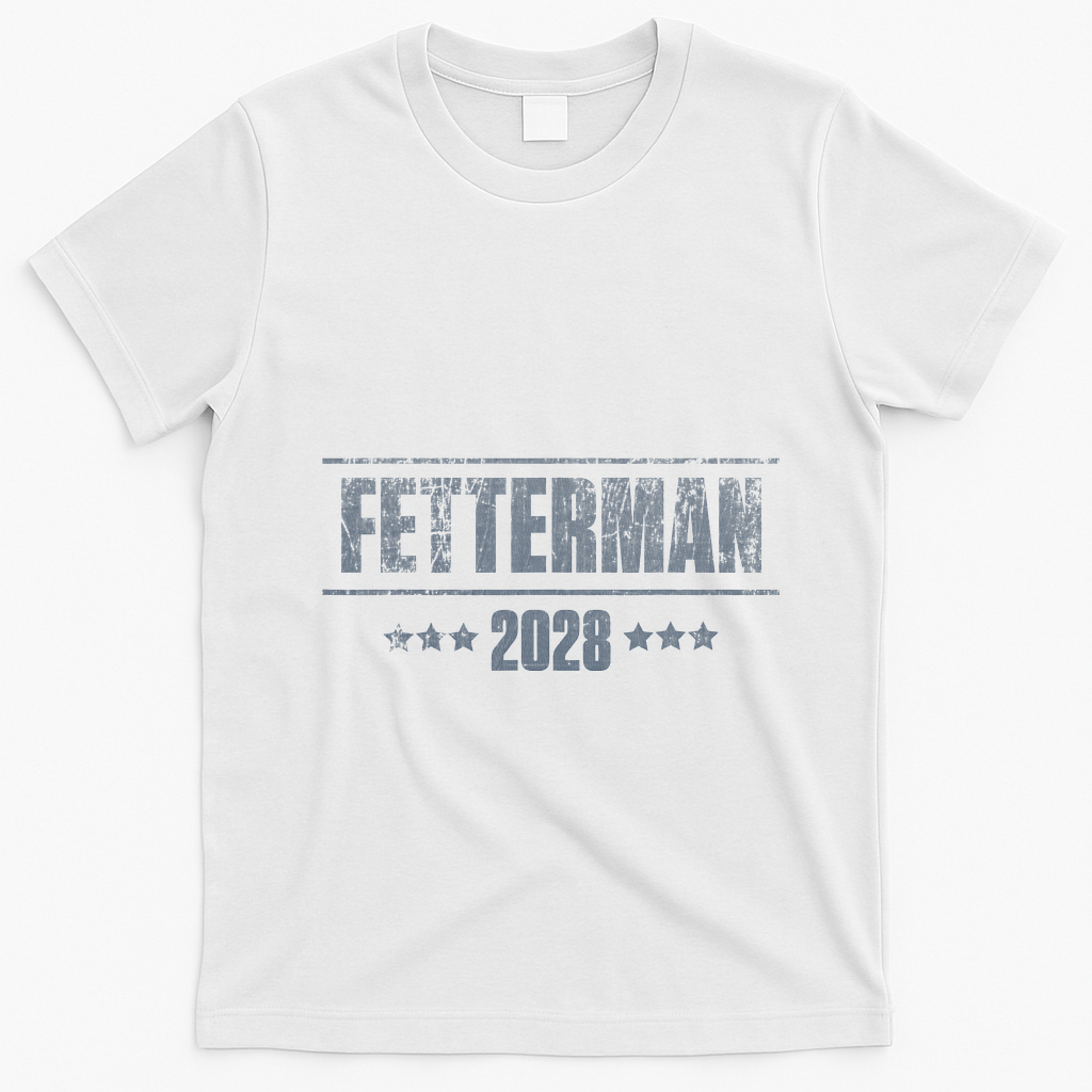 Fetterman For President 2028 Democratic Resistance Trump T-Shirt - White