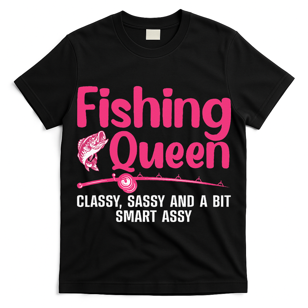 Funny Fishing Queen Design For Women Ladies Fishing Lovers T-Shirt