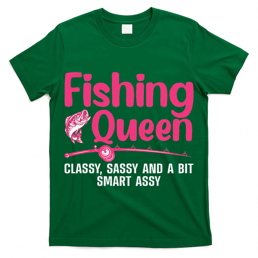 Funny Fishing Queen Design For Women Ladies Fishing Lovers T-Shirt