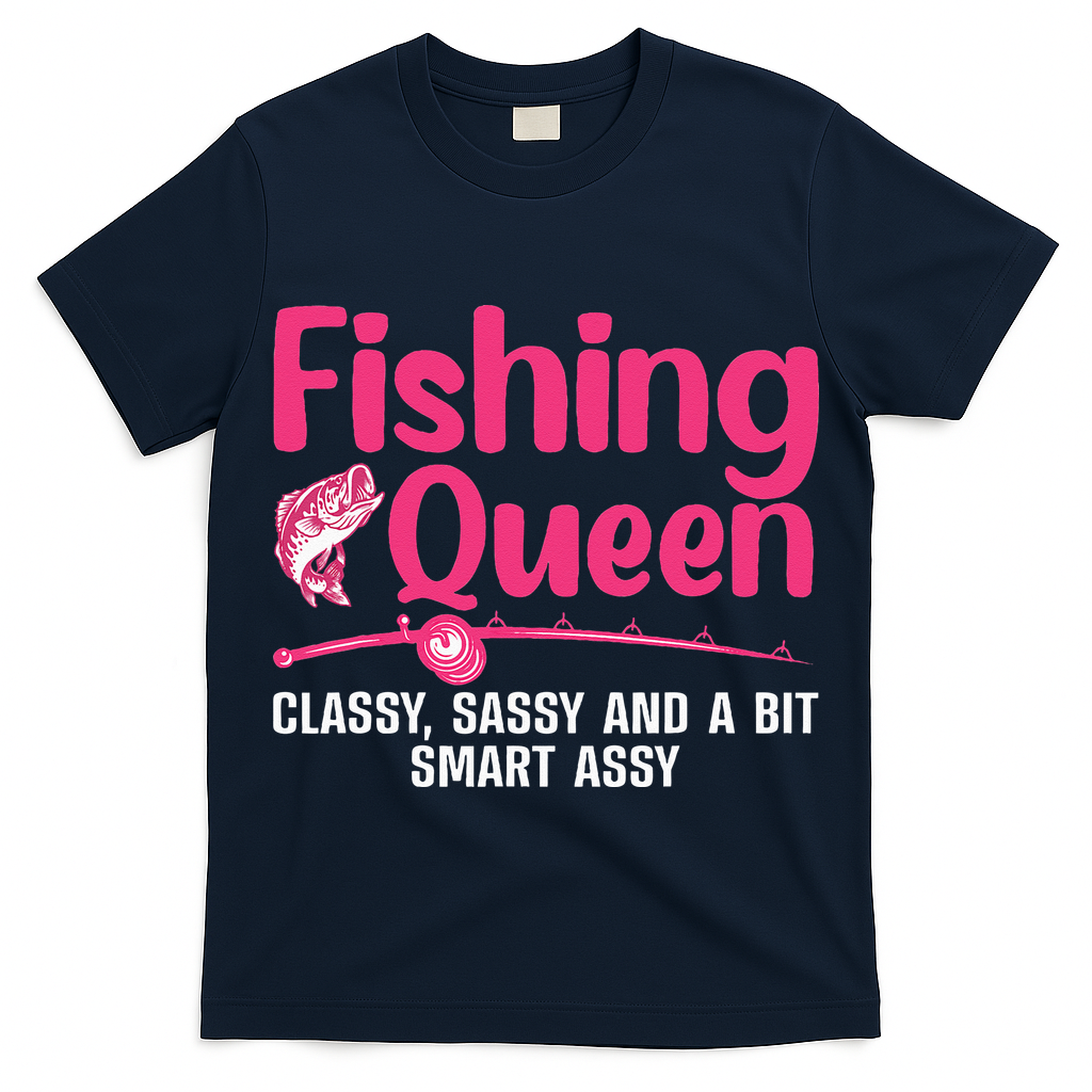 Funny Fishing Queen Design For Women Ladies Fishing Lovers T-Shirt