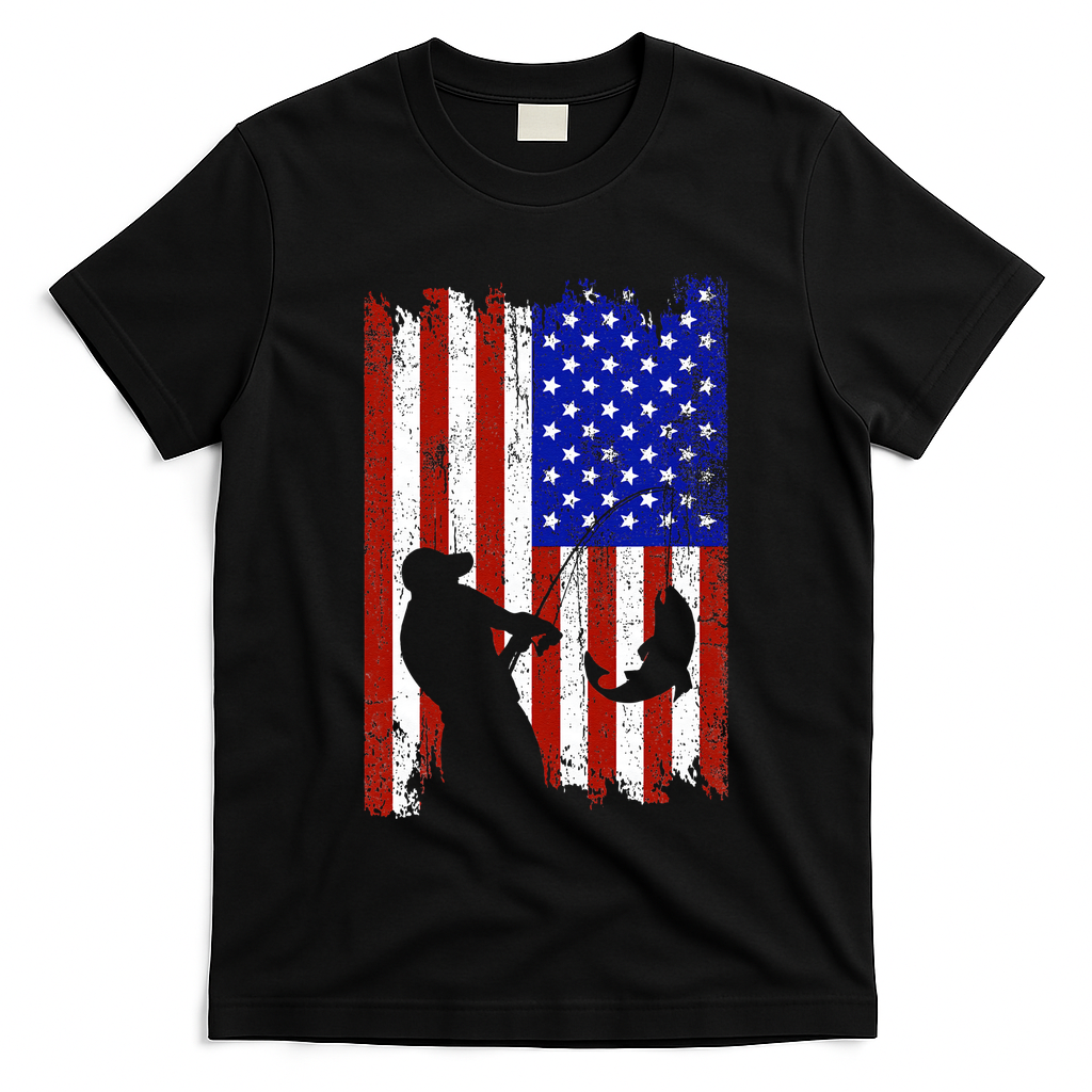Fishing Gifts For Fisherman American Flag T-Shirt