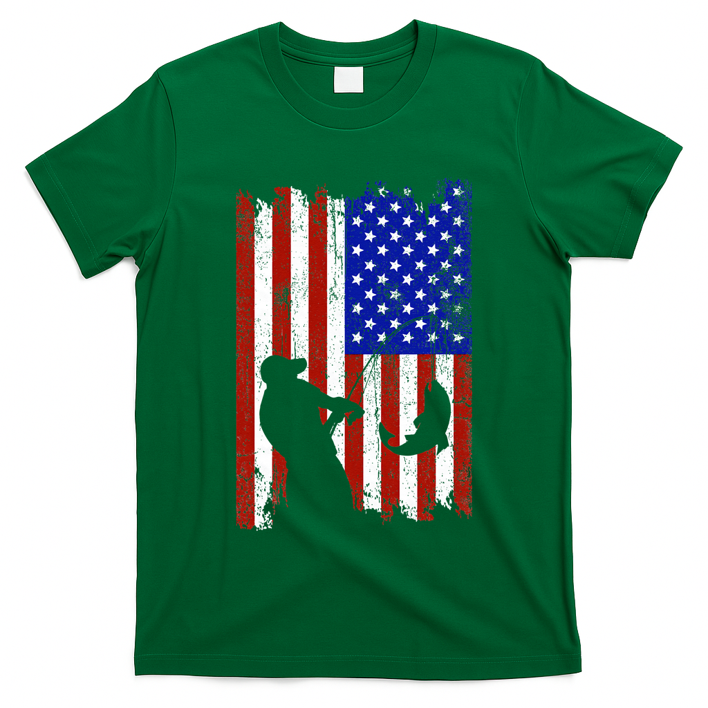 Fishing Gifts For Fisherman American Flag T-Shirt