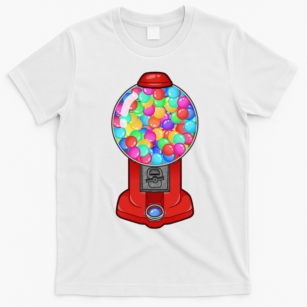 Funny Gumball Machine Halloween Gum Dispenser Easy Costume T-Shirt - White