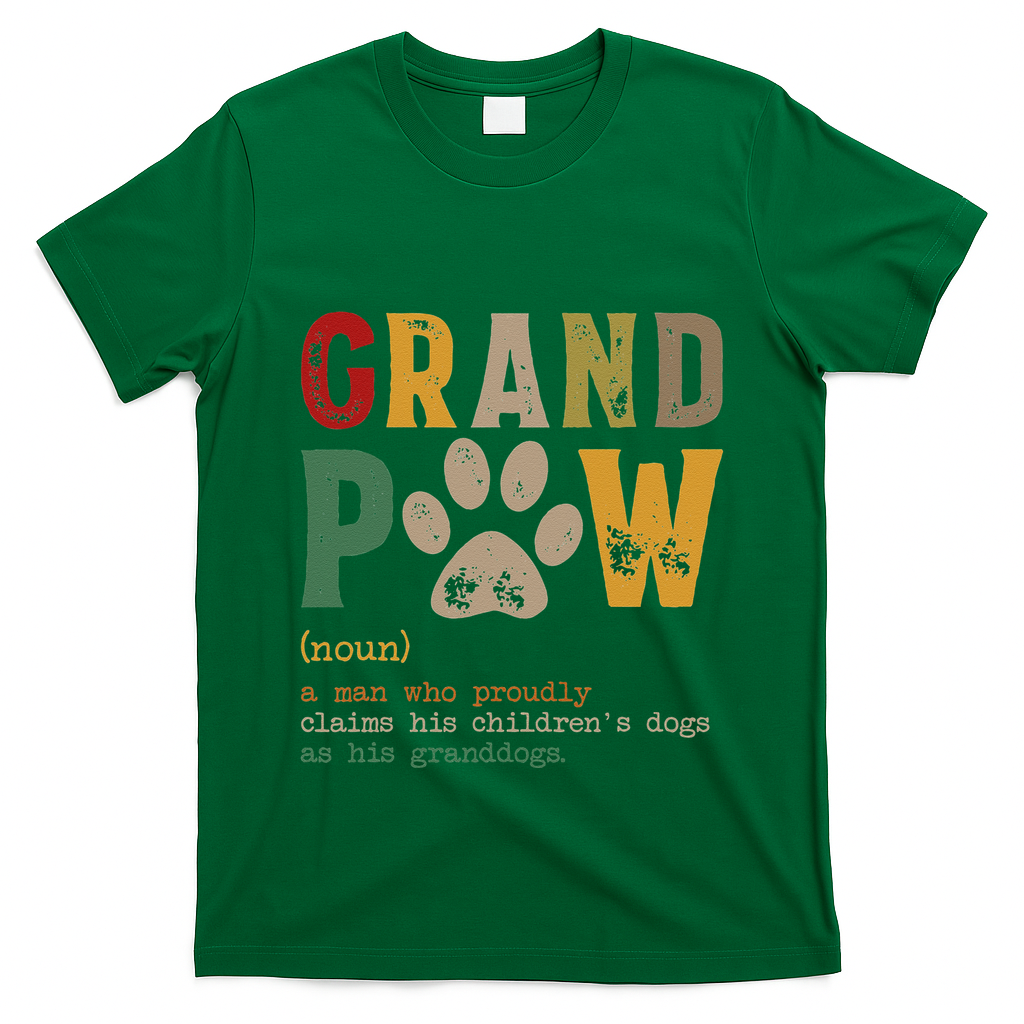 Funny Grand Paw Grandpa Dog Dad Definition Pawpa Fathers Day T-Shirt