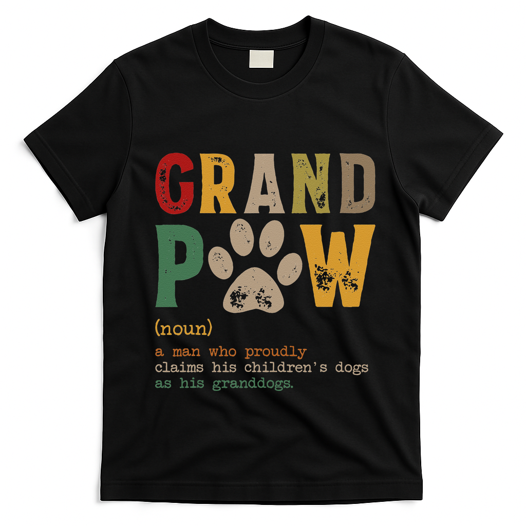 Funny Grand Paw Grandpa Dog Dad Definition Pawpa Fathers Day T-Shirt - Black