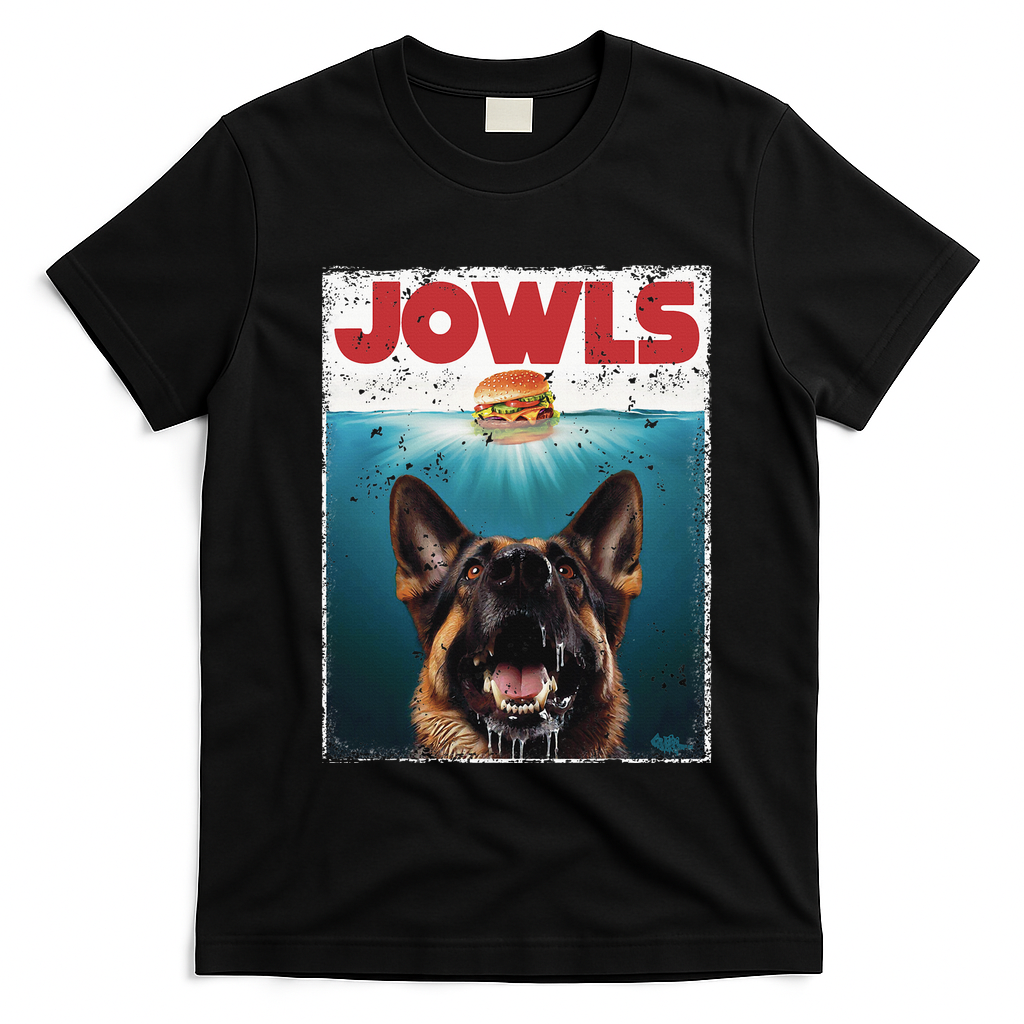 Funny German Shepherd Jowls Hamburger Gsg Dog Mom Dog Dad T-Shirt - Black