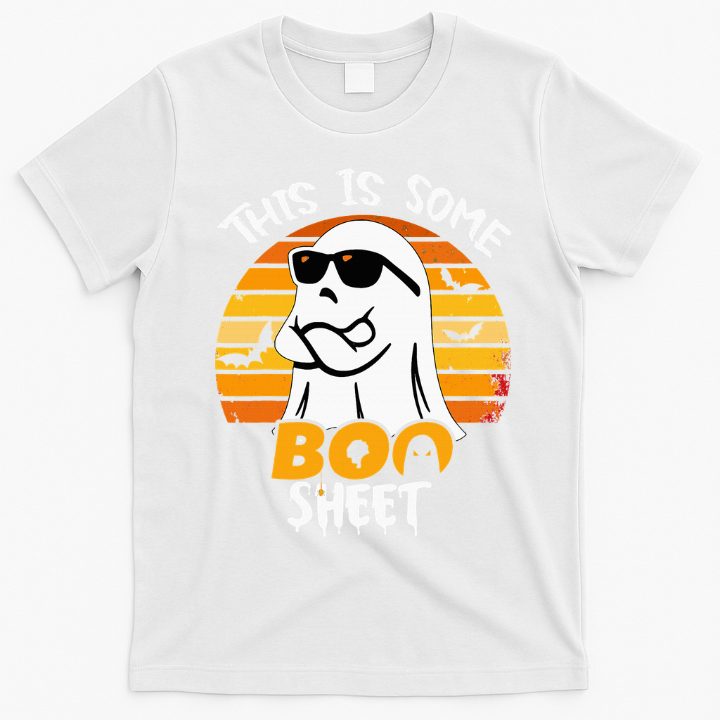 Funny Ghost This Is Some Boo Sheet horror Halloween Costume T-Shirt - White