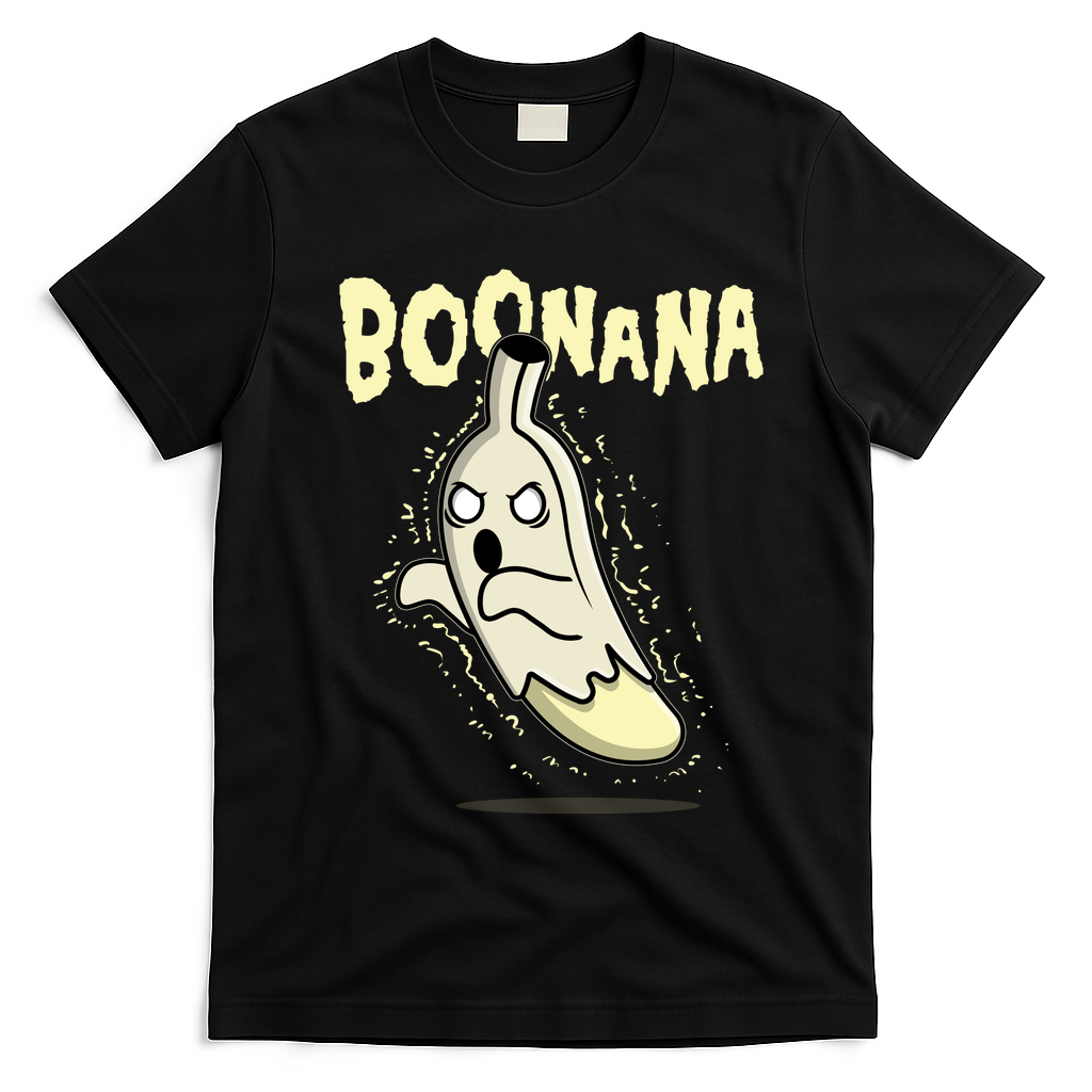 Funny Halloween Boonana Ghost Banana T-Shirt - Black