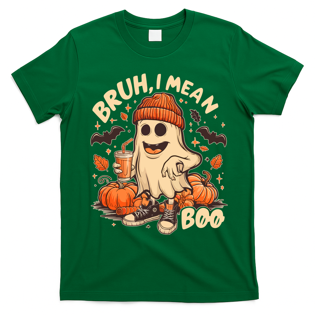 Funny Halloween Bruh I Mean Boo Ghost T-Shirt - Irish Green