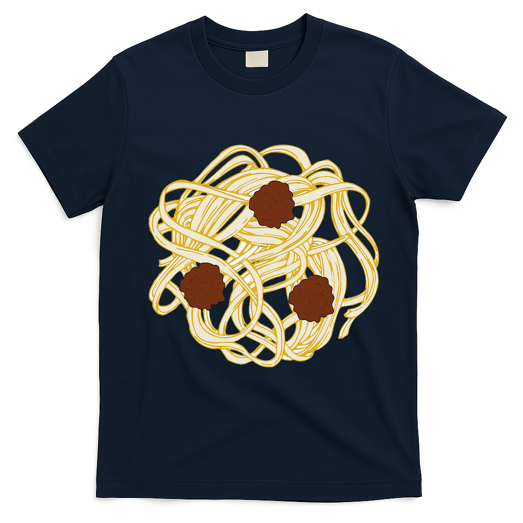 Funny Halloween Costume Food Spaghetti Meatballs Simple Safe T-Shirt - Navy Blue