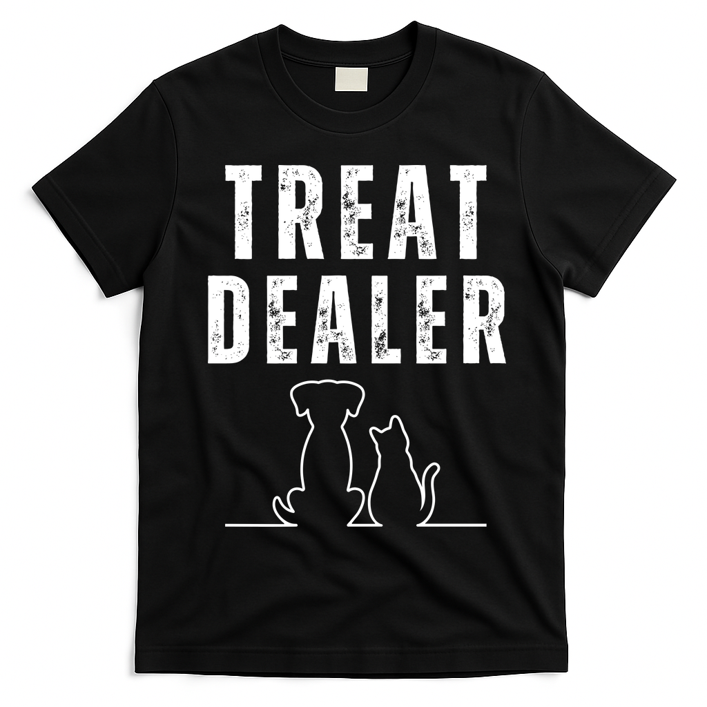 Funny Humor Dog Treat Dealer Dog Owner Dog Treats Dog Lover Pet Lover T-Shirt - Black
