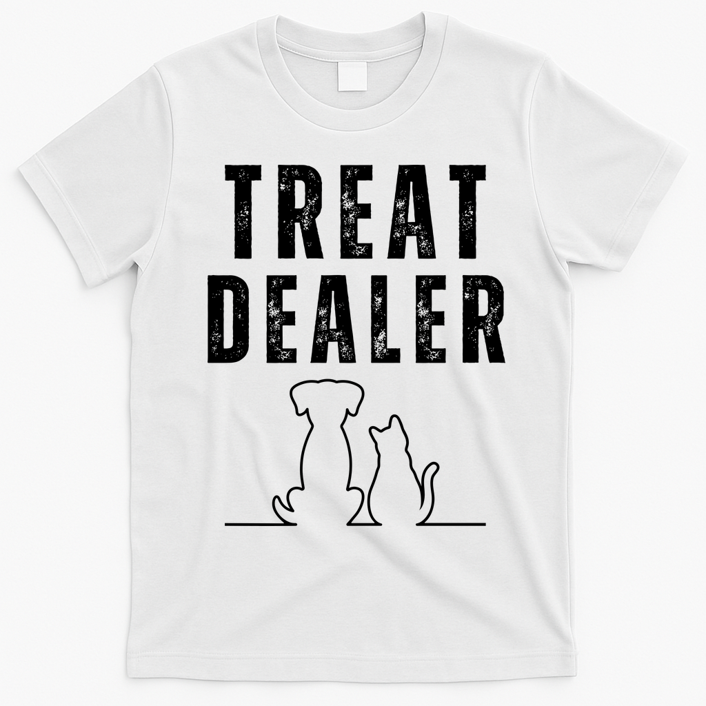 Funny Humor Dog Treat Dealer Dog Owner Dog Treats Dog Lover Pet Lover T-Shirt - White