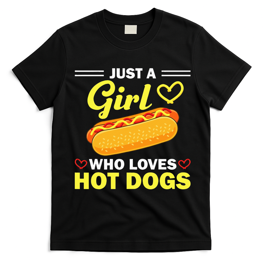Funny Hot Dog Design Hot Dog Lovers T-Shirt - Black