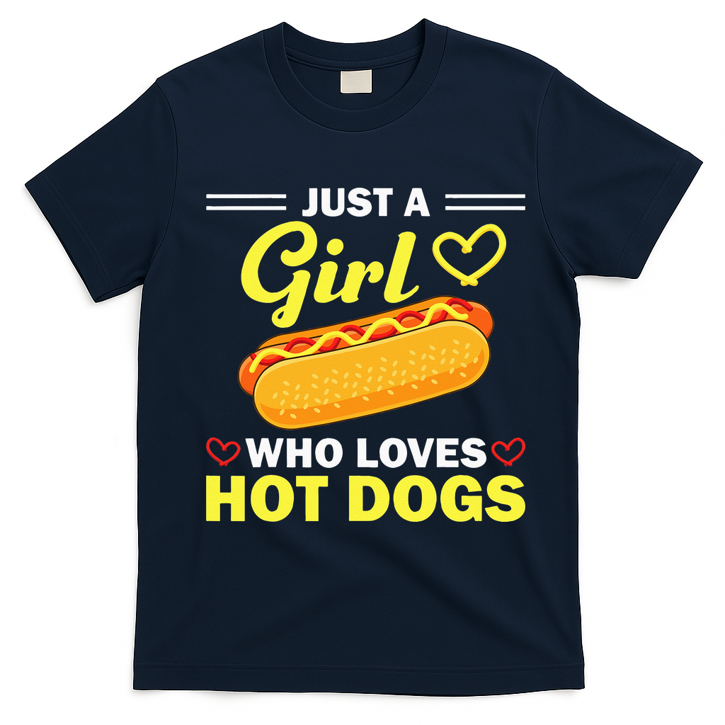 Funny Hot Dog Design Hot Dog Lovers T-Shirt - Navy Blue
