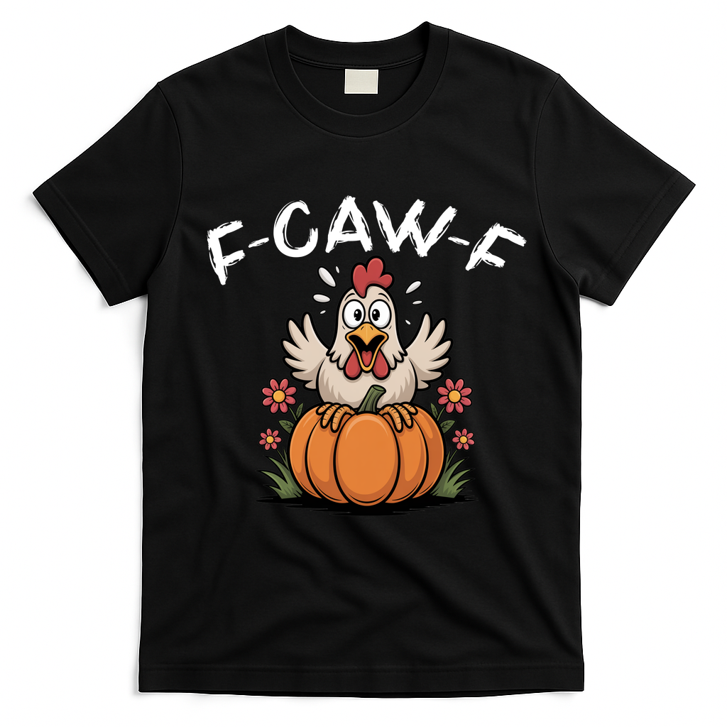 F-Caw-F Halloween Funny Sassy Raven Rooster T-Shirt - Black