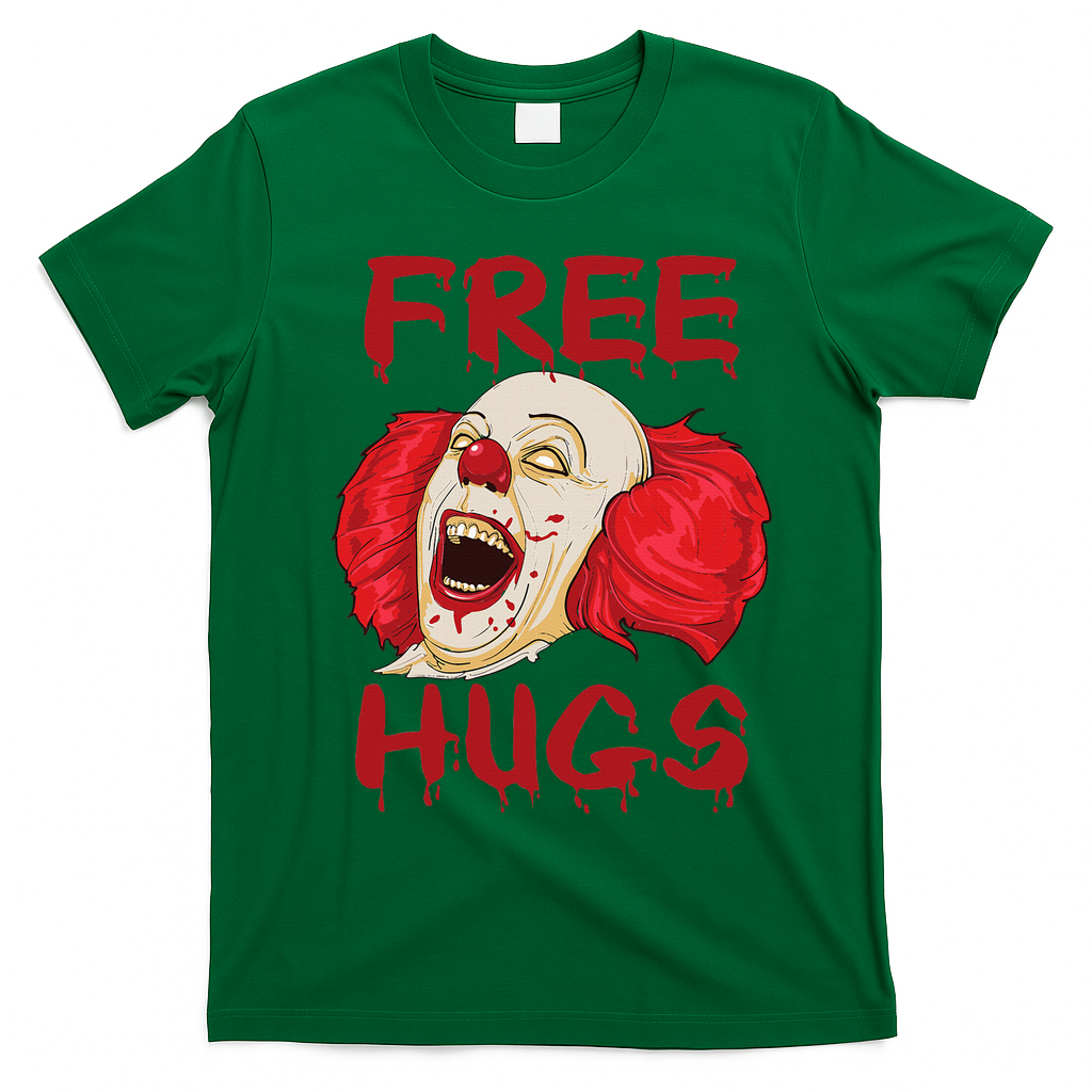 Free Hugs Halloween Evil Killer Scary Clown Horror Gift T-Shirt - Irish Green